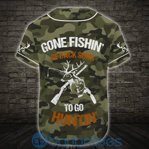 Custom Name Camo Deer And Fish Hunting Lovers Unisex Jersey Baseball Shirt Product Photo