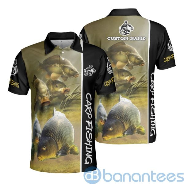 Custom Name Carp Fishing Polo Shirt Fishing Gift For Father Polo Shirt Product Photo