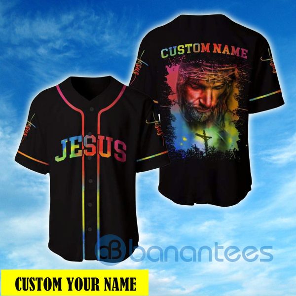 Custom Name Colorful Jesus 3D Unisex Jersey Baseball Shirt Product Photo