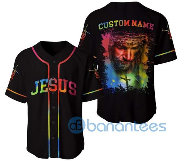 Custom Name Colorful Jesus 3D Unisex Jersey Baseball Shirt Product Photo