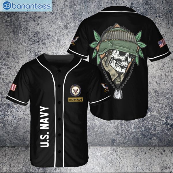 Custom Name Forest Skull US Army US Veteran Soldier Military Jersey Baseball Shirtproduct photo 1