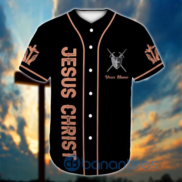 Custom Name Jesus And Lion Unisex Jersey Baseball Shirt Product Photo