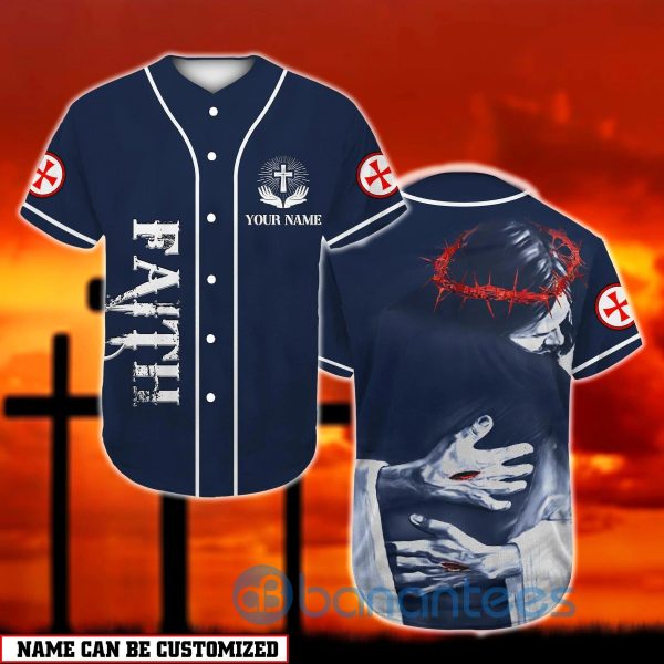 Custom Name Jesus Hugs Christian Unisex Jersey Baseball Shirt Product Photo