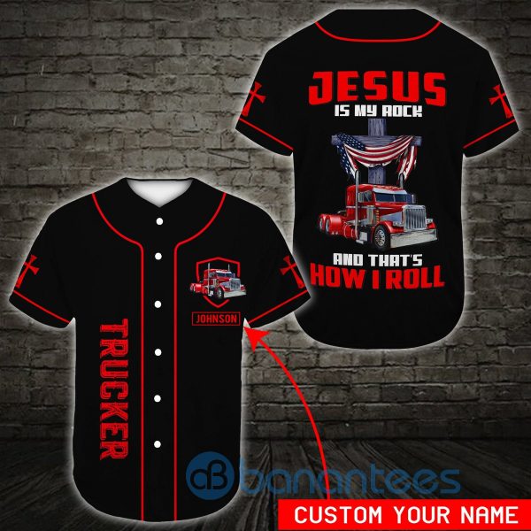 Custom Name Jesus Is My Rock Baseball Truckers Unisex Jersey Baseball Shirt Product Photo