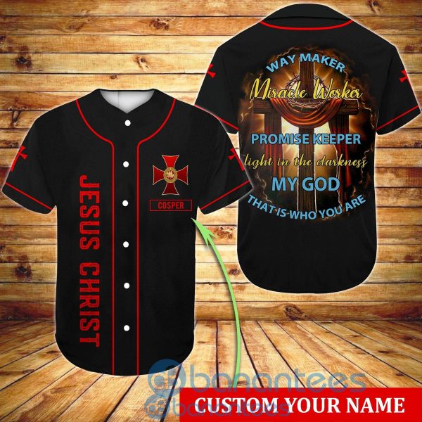 Custom Name Jesus Way Maker Miracle Worker Promise Keeper Unisex Jersey Baseball Shirt Product Photo