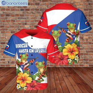 Custom Name Puerto Rico Flag Floral Flogs Playingguitar Jersey Baseball Shirtproduct photo 1