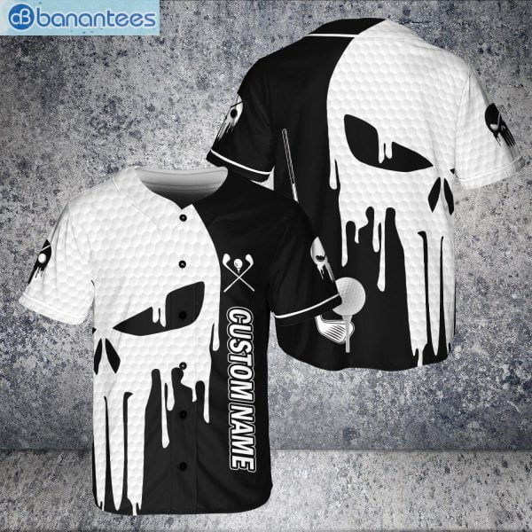 Custom Name Skull Golf USA American Flag Jersey Baseball Shirtproduct photo 1