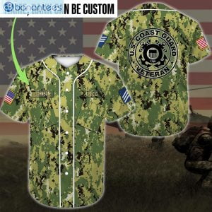 Custom Name US Coast Guard Veteran Jersey Baseball Shirtproduct photo 1