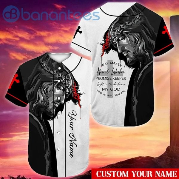 Custom Name Way Maker Miracle Worker That's Who You Are Jesus Unisex Jersey Baseball Shirt Product Photo