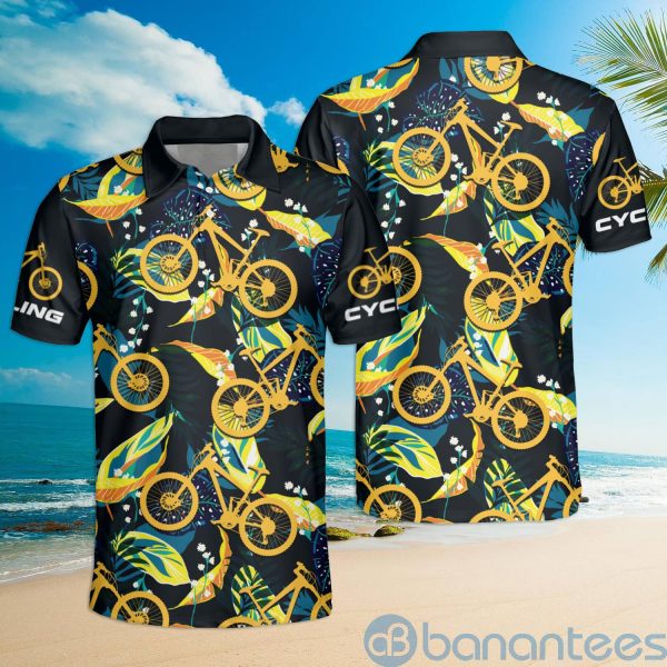 Cycling Tropical Polo Shirt for Men Cycling Shirt Bicycle Hawaiian Polo Shirt Product Photo