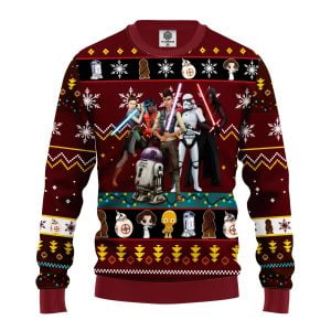 Dark R2 D2 Stormtrooper Darth Vader Ugly Christmas Sweater - AOP Sweater - Red