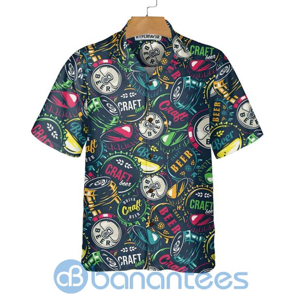 Drink Craft Beer Beer Bottle Cap Pattern For Beer Lover Hawaiian Shirt Product Photo