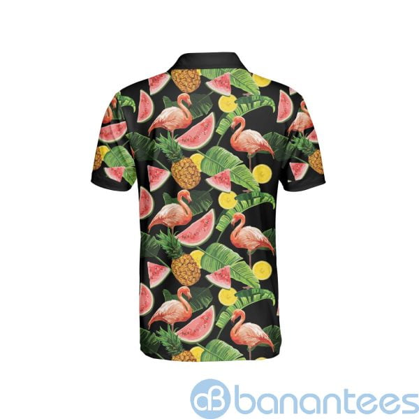 Flamingo Tropical Fruit Hawaiian Happy Summer Polo Shirt Product Photo