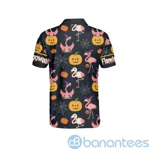 Funny Flamingo Witch Pumpkin Halloween Flamingo Polo Shirt Product Photo