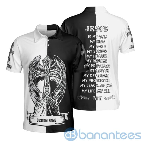 Jesus Is My God King Lord Angle Couple Hands Polo Shirt Product Photo