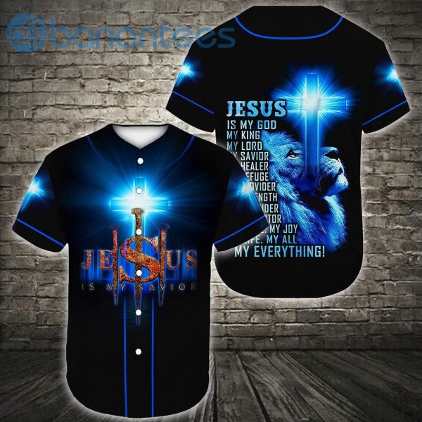 Jesus Is My Savior Jesus Is My God Unisex Jersey Baseball Shirt Product Photo