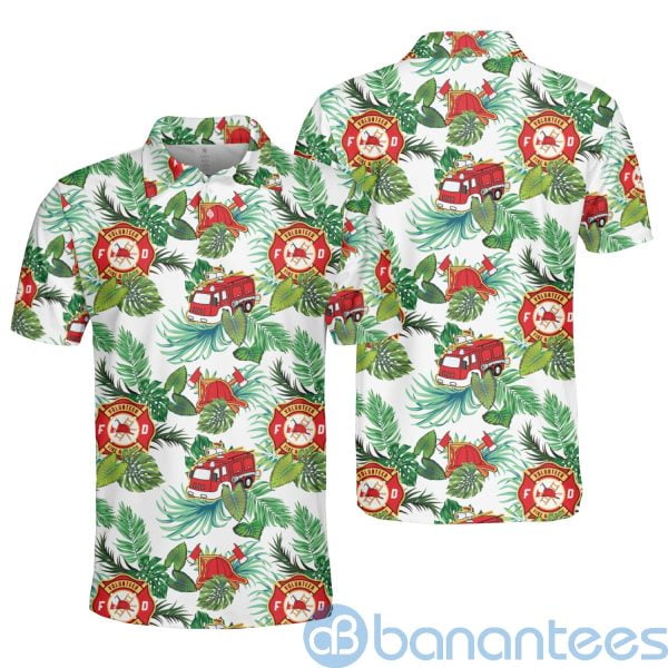 Logo Car Firefighter Hawaii Floral Lover International Firefighters's Day Polo Shirt Product Photo