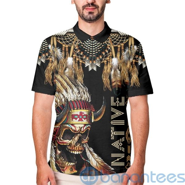 Native American Skull Indigenous American Indians Polo Shirt Product Photo