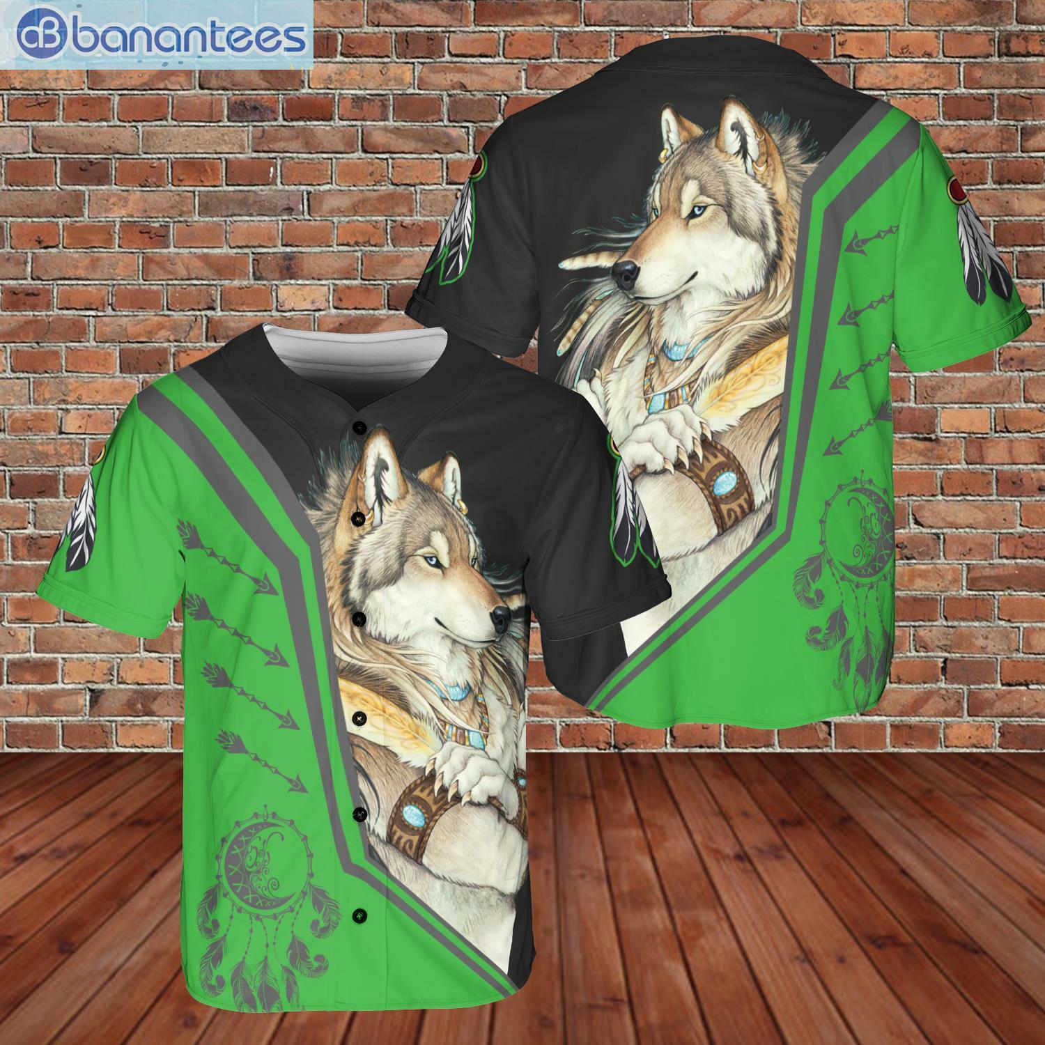 Native Wolf Dreamcatcher Green Black Style Baseball Jersey Shir Native Wolf Dreamcatcher Green Black Style Baseball Jersey Shirproduct photo 1