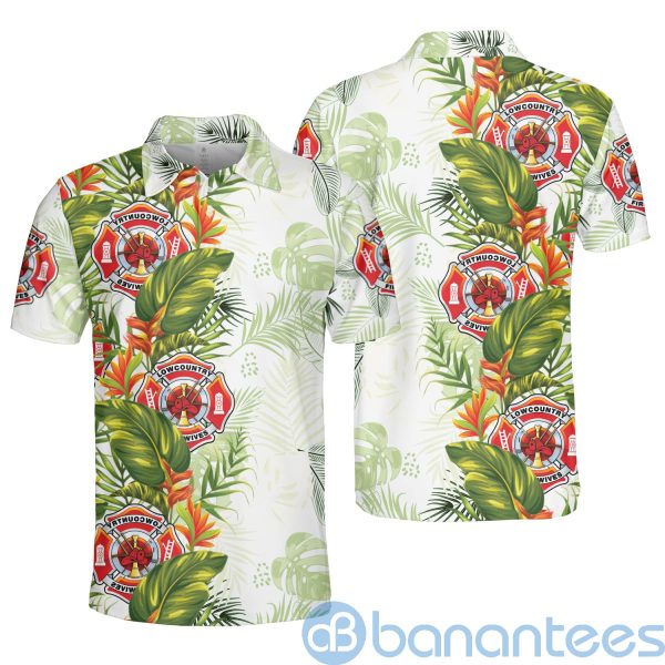 Proud US Firefighter Tropical Hawaiian Style Polo Shirt Product Photo