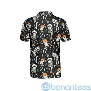Skeleton Chilling Hawaiian Halloween Gift for Music Lover Polo Shirt Product Photo
