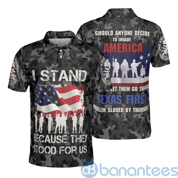 Stood For Us Texas Veterans Soldier US Army Polo Shirt Product Photo
