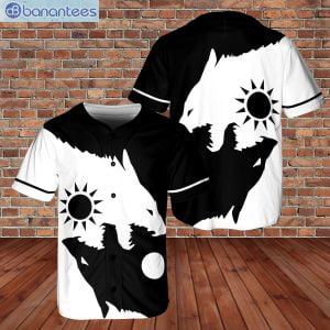 Sun Fenrir Wolf Of Odin Viking Black White Jersey Baseball Shirtproduct photo 1