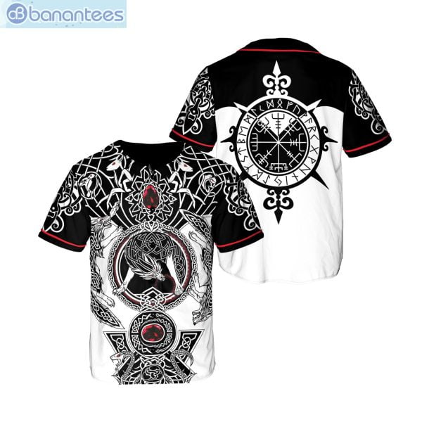 Viking Tattoo Wolf For Son Of Odin Whiteblack Jersey Baseball Shirtproduct photo 1