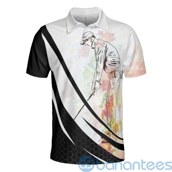 Watercolor Golf Polo Shirt Men's Golf Swing Golfer Polo Shirt Product Photo
