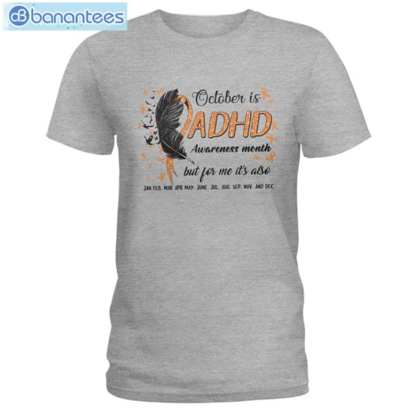 ADHD Awareness October Feathers T-Shirt Long Sleeve Tee Product Photo 4