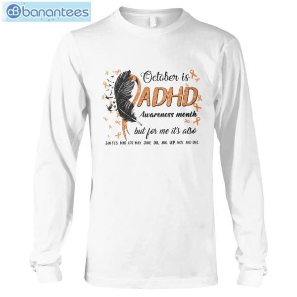 ADHD Awareness October Feathers T-Shirt Long Sleeve Tee Product Photo 5