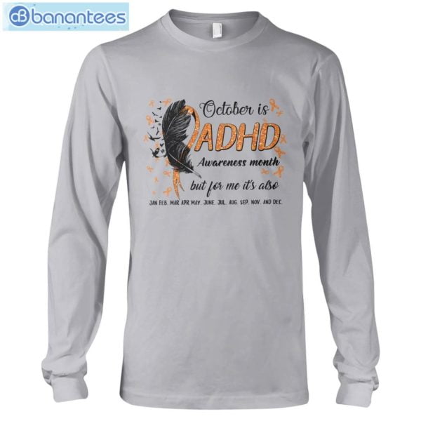 ADHD Awareness October Feathers T-Shirt Long Sleeve Tee Product Photo 6