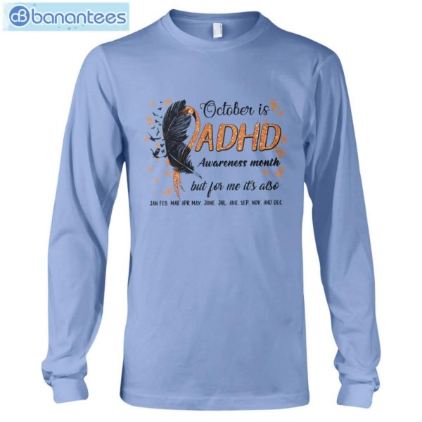 ADHD Awareness October Feathers T-Shirt Long Sleeve Tee Product Photo 7