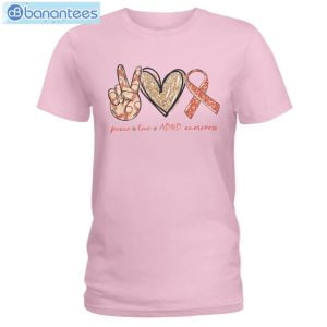 ADHD Awareness Peace Love ADHD T-Shirt Long Sleeve Tee Product Photo 3