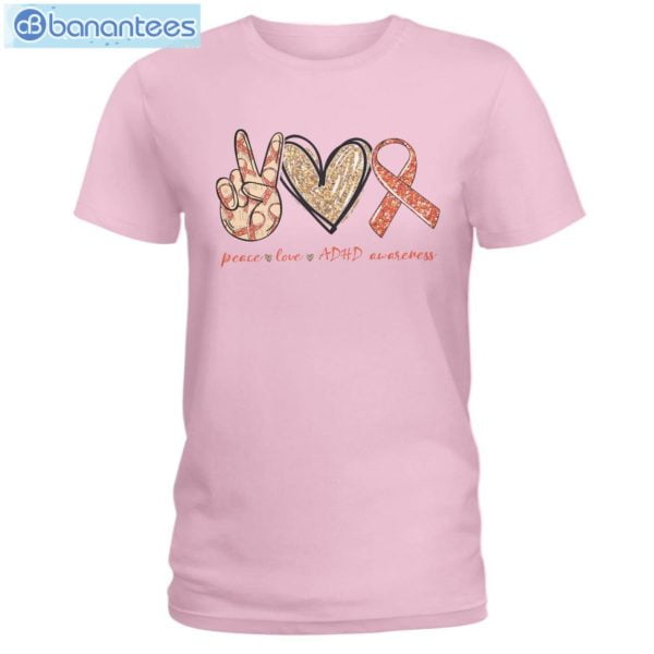 ADHD Awareness Peace Love ADHD T-Shirt Long Sleeve Tee Product Photo 3