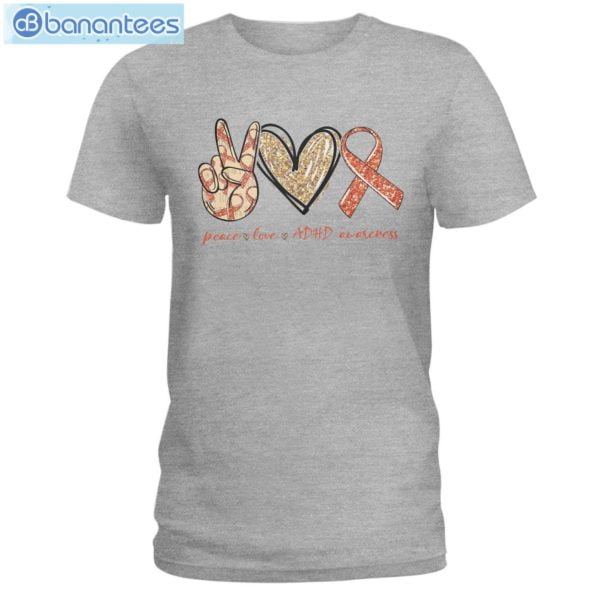 ADHD Awareness Peace Love ADHD T-Shirt Long Sleeve Tee Product Photo 4