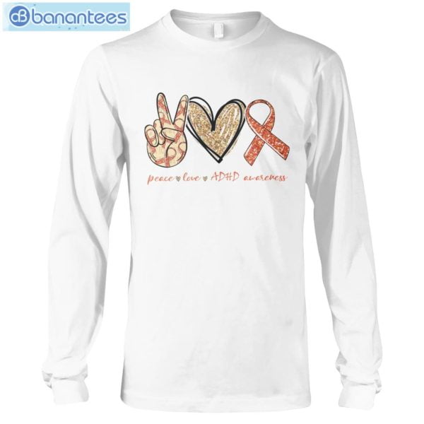 ADHD Awareness Peace Love ADHD T-Shirt Long Sleeve Tee Product Photo 5