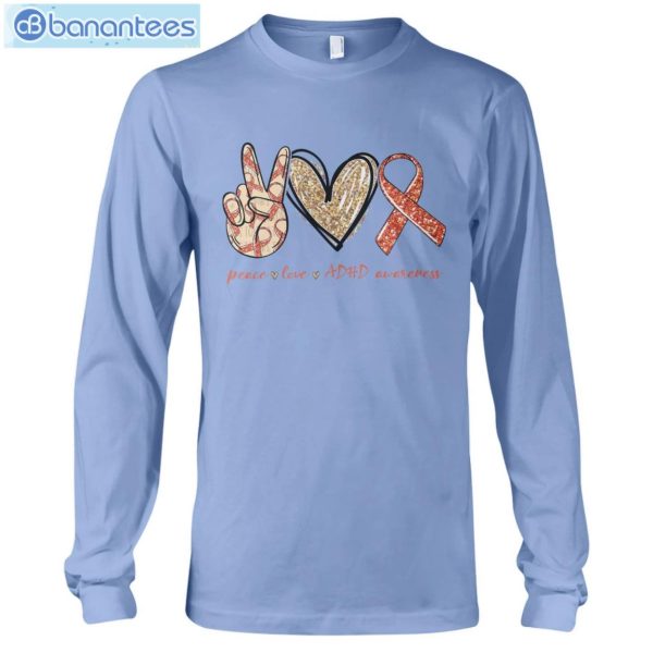 ADHD Awareness Peace Love ADHD T-Shirt Long Sleeve Tee Product Photo 7