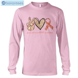 ADHD Awareness Peace Love ADHD T-Shirt Long Sleeve Tee Product Photo 9