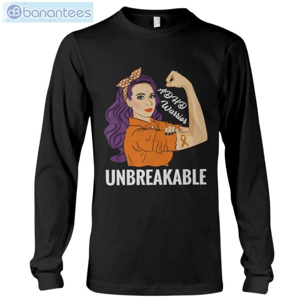 ADHD Awareness Warrior Unbreakable T-Shirt Long Sleeve Tee Product Photo 6