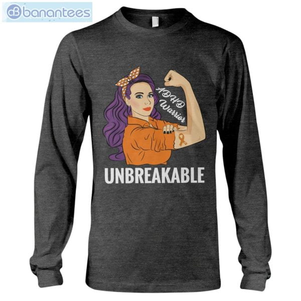 ADHD Awareness Warrior Unbreakable T-Shirt Long Sleeve Tee Product Photo 7