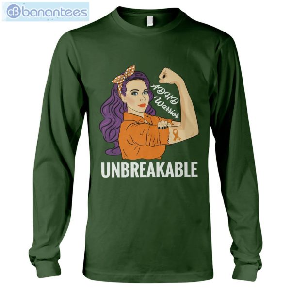 ADHD Awareness Warrior Unbreakable T-Shirt Long Sleeve Tee Product Photo 8