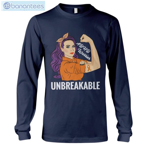 ADHD Awareness Warrior Unbreakable T-Shirt Long Sleeve Tee Product Photo 9
