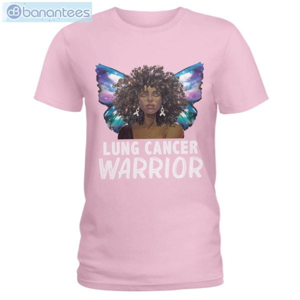 Afro Black Woman White Ribbon Lung Cancer Awareness T-Shirt Long Sleeve Tee Product Photo 3