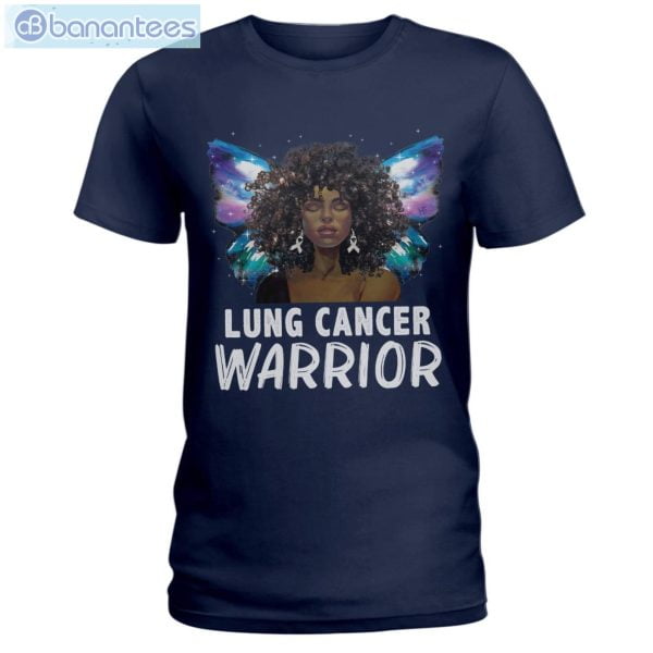 Afro Black Woman White Ribbon Lung Cancer Awareness T-Shirt Long Sleeve Tee Product Photo 4