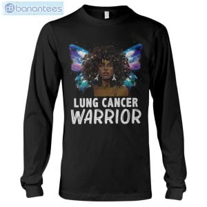 Afro Black Woman White Ribbon Lung Cancer Awareness T-Shirt Long Sleeve Tee Product Photo 6