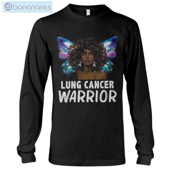Afro Black Woman White Ribbon Lung Cancer Awareness T-Shirt Long Sleeve Tee Product Photo 6