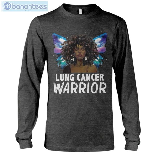 Afro Black Woman White Ribbon Lung Cancer Awareness T-Shirt Long Sleeve Tee Product Photo 7