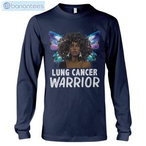 Afro Black Woman White Ribbon Lung Cancer Awareness T-Shirt Long Sleeve Tee Product Photo 9