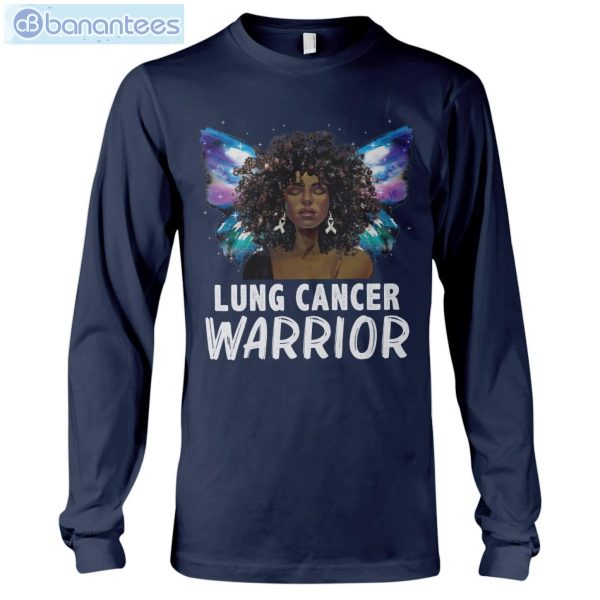 Afro Black Woman White Ribbon Lung Cancer Awareness T-Shirt Long Sleeve Tee Product Photo 9